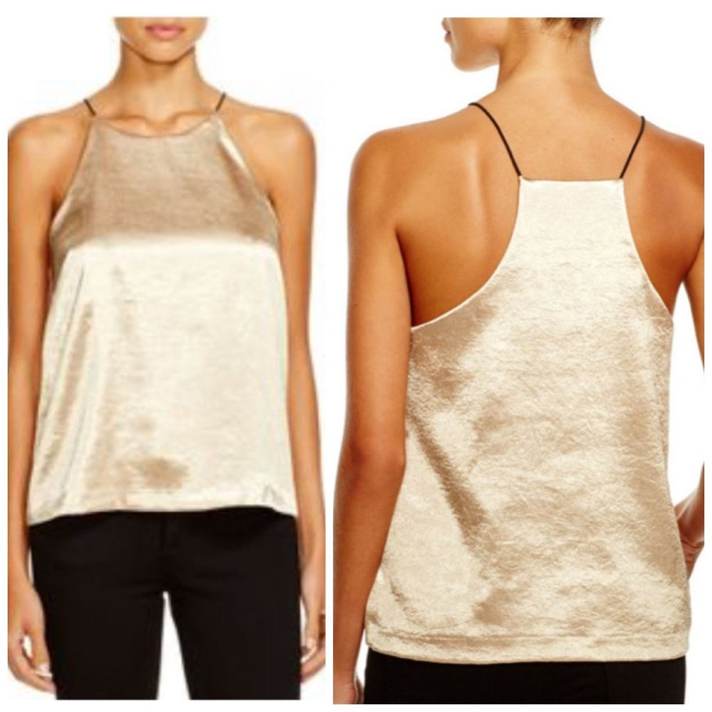 AQUA Gold Metallic Camisole Top Womens Sz XS - Picture 1 of 6
